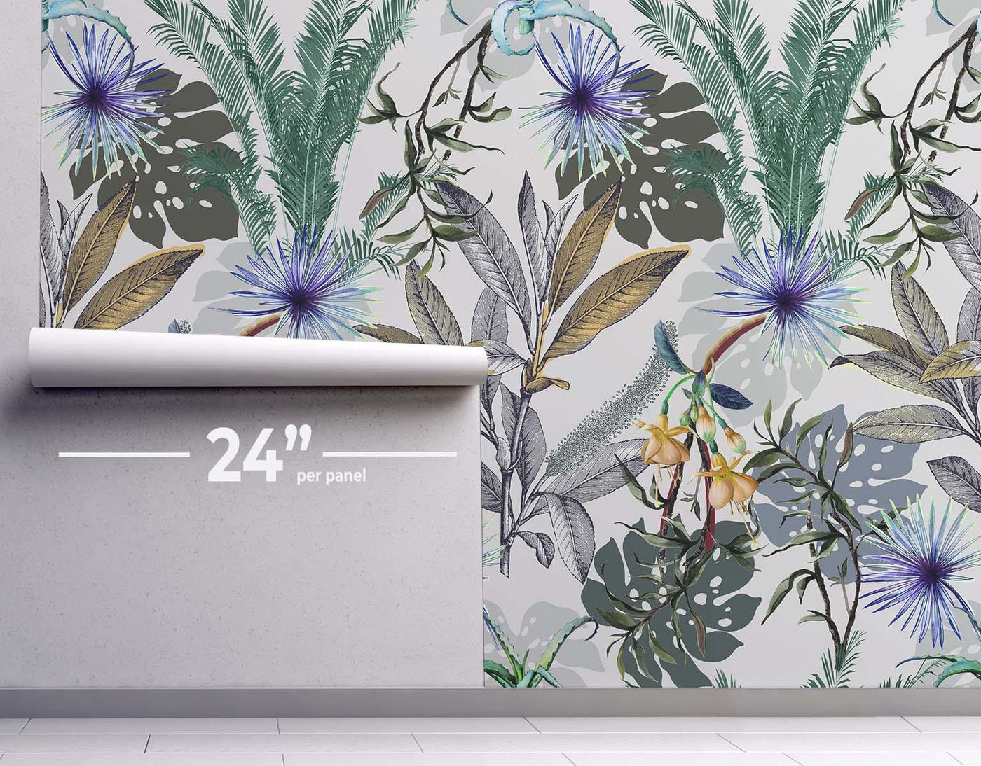 Exotic Tropical Florals Wallpaper #352-Repeat Pattern Wallpaper-Eazywallz