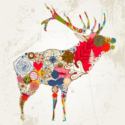 Floral Deer Wall Mural-Wall Mural-Eazywallz