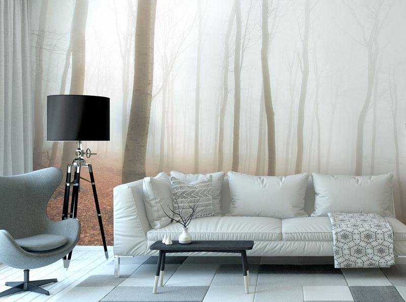 Foggy Autumn Forest Wall Mural-Wall Mural-Eazywallz