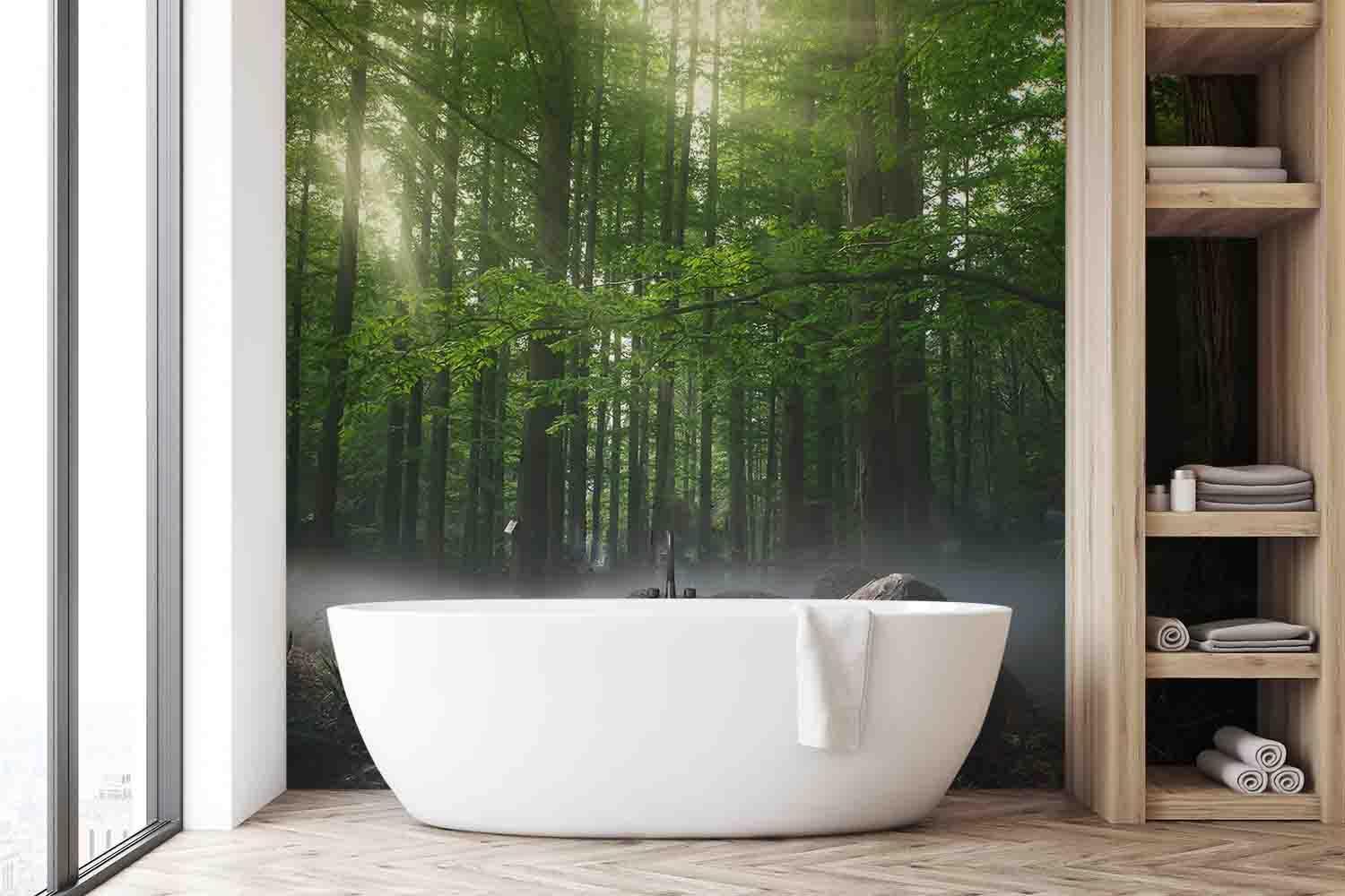 Foggy Forest Trail Wall Mural-Wall Mural-Eazywallz