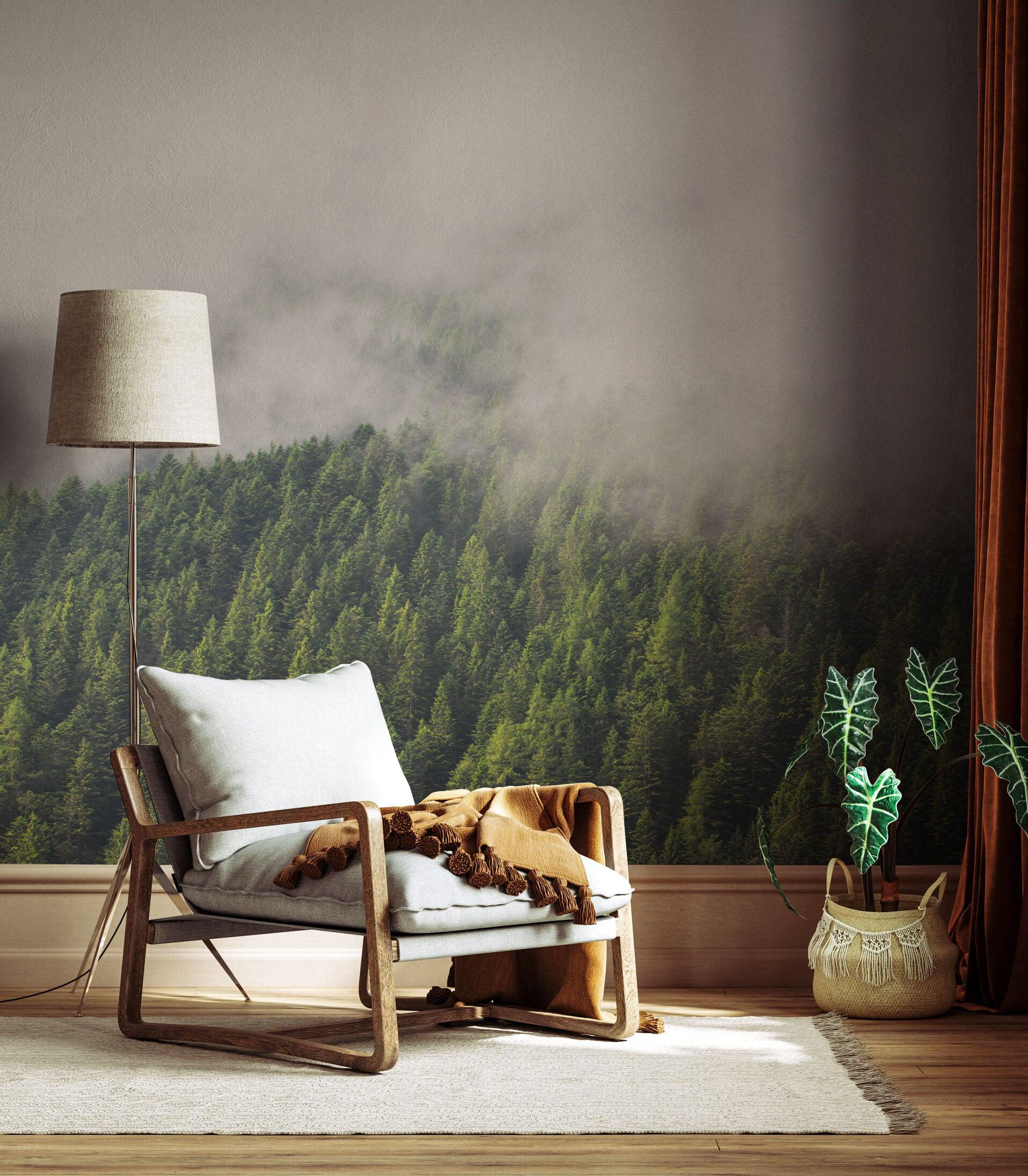 Foggy Green Forest Wall Mural-Wall Mural-Eazywallz