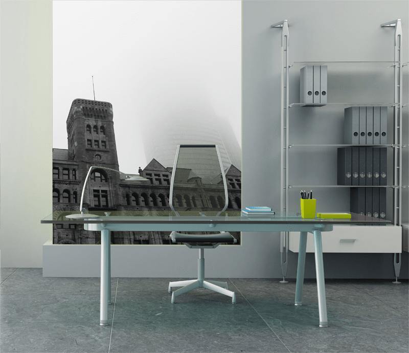 Foggy Montreal Buildings Wall Mural-Wall Mural-Eazywallz