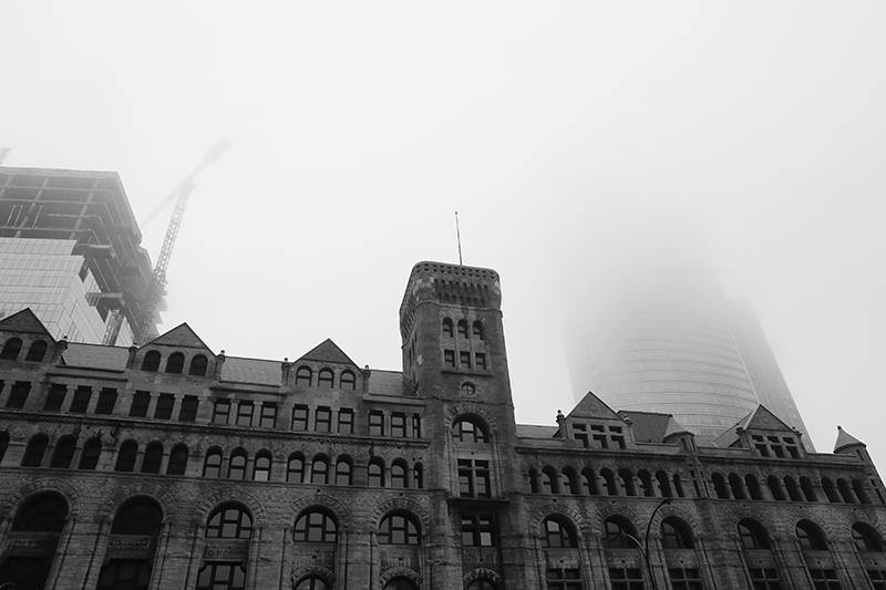 Foggy Montreal Buildings Wall Mural-Wall Mural-Eazywallz
