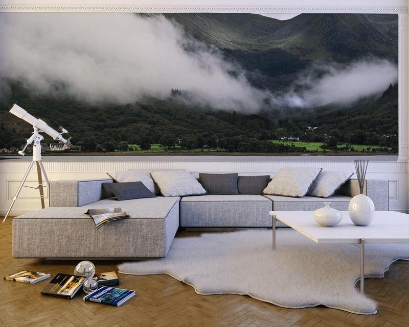 Foggy Mountains in Scotland Wall Mural-Wall Mural-Eazywallz