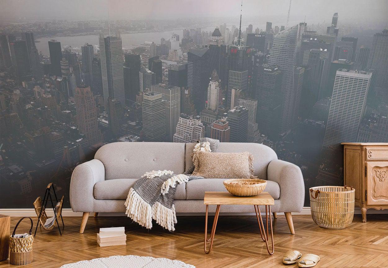 Foggy New York City Skyline Wall Mural-Wall Mural-Eazywallz