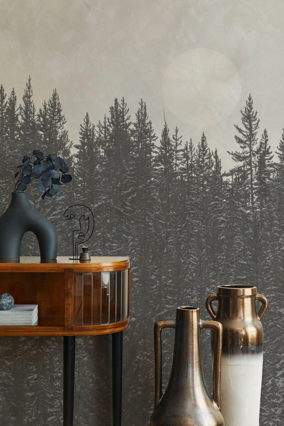 Foggy Tree Line Wallpaper Mural-Wall Mural-Eazywallz
