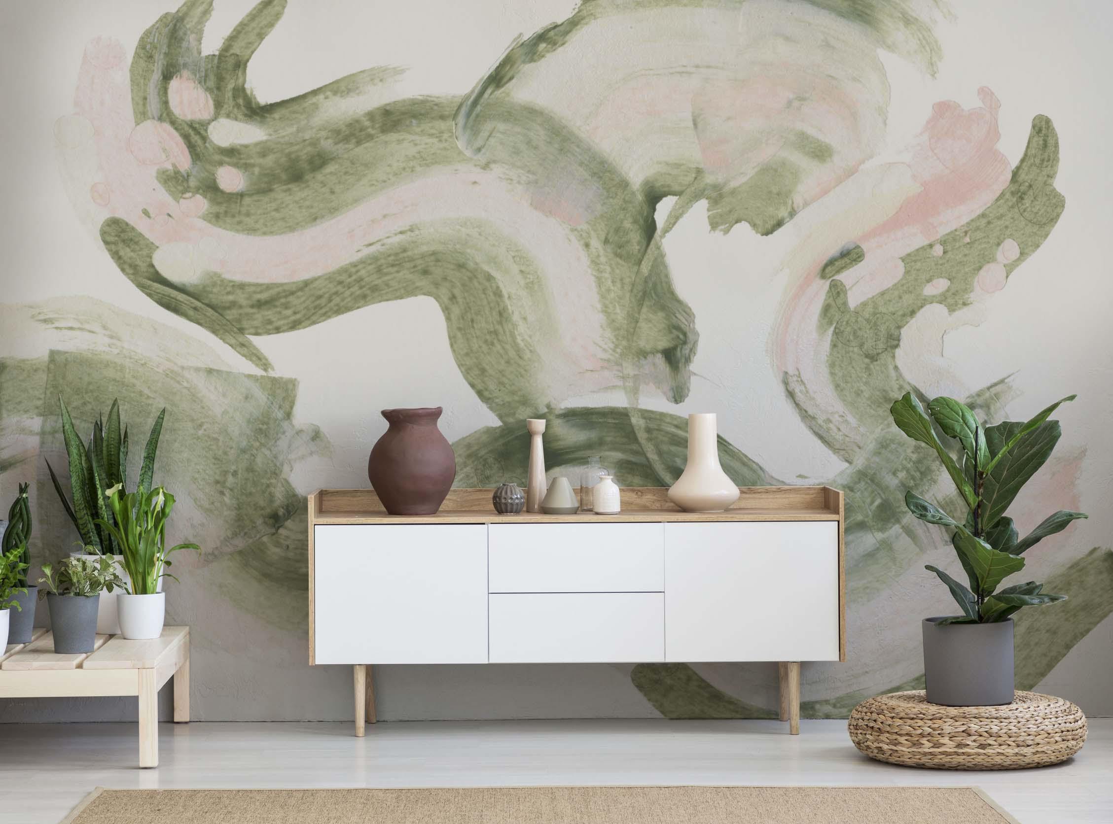 Forest Blush Paint Brush Wall Mural-Wall Mural-Eazywallz