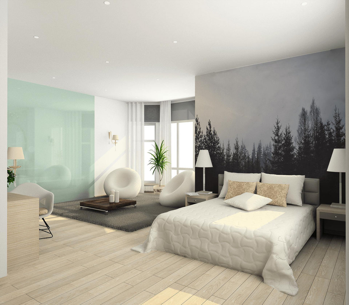 Forest Tree Line Wall Mural | Eazywallz