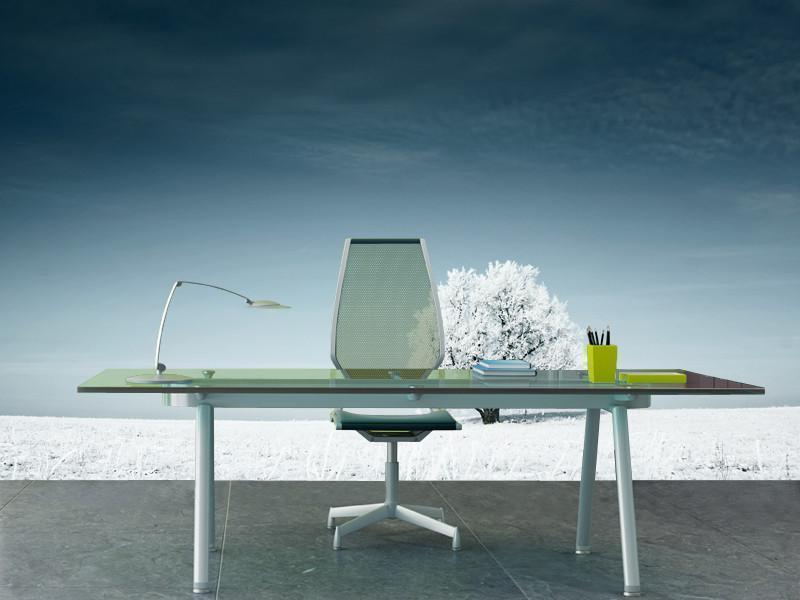 Frozen tree in snowy field Wall Mural-Wall Mural-Eazywallz