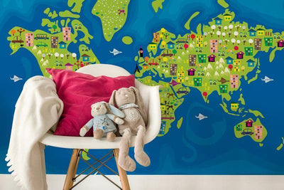 Fun Kids World Map Wall Mural-Wall Mural-Eazywallz