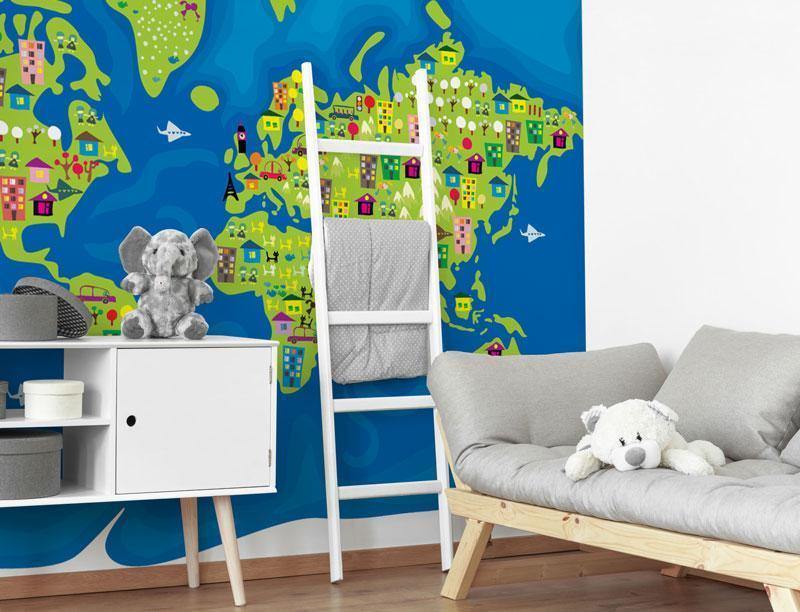 Fun Kids World Map Wall Mural-Wall Mural-Eazywallz