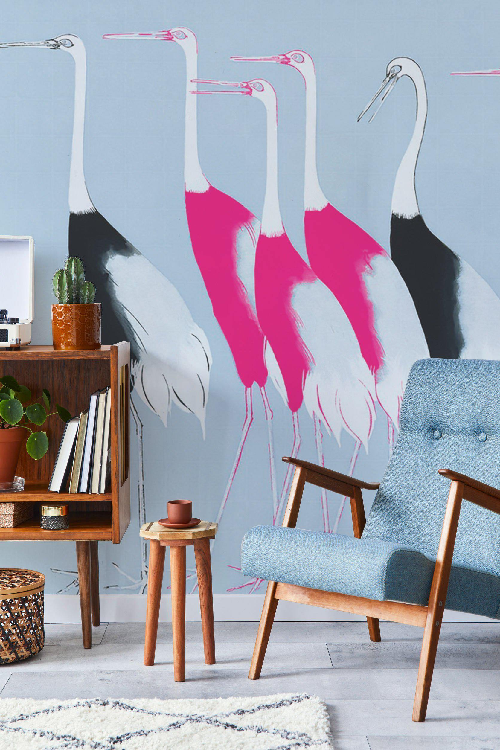 Fusion Japanese Red Crown Crane Wall Mural-Wall Mural-Eazywallz