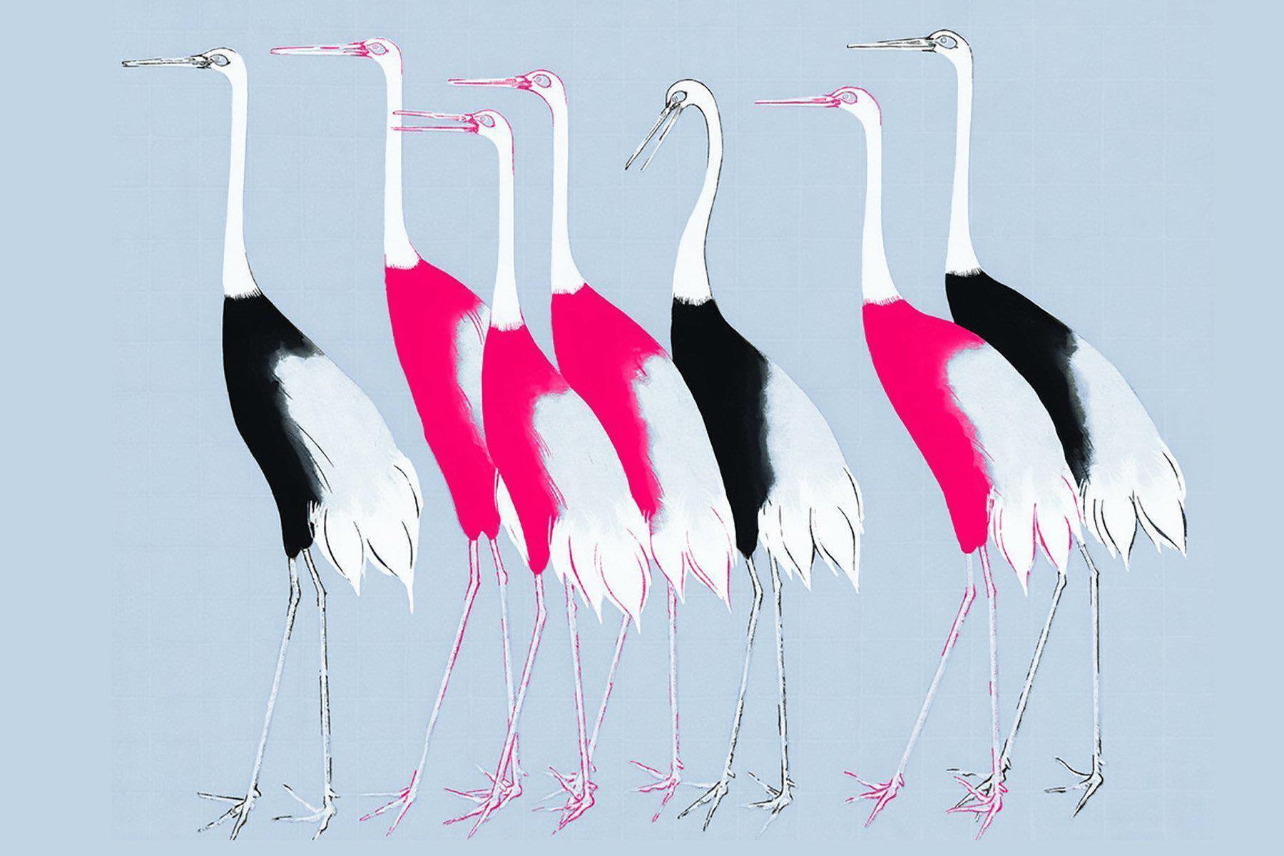 Fusion Japanese Red Crown Crane Wall Mural-Wall Mural-Eazywallz