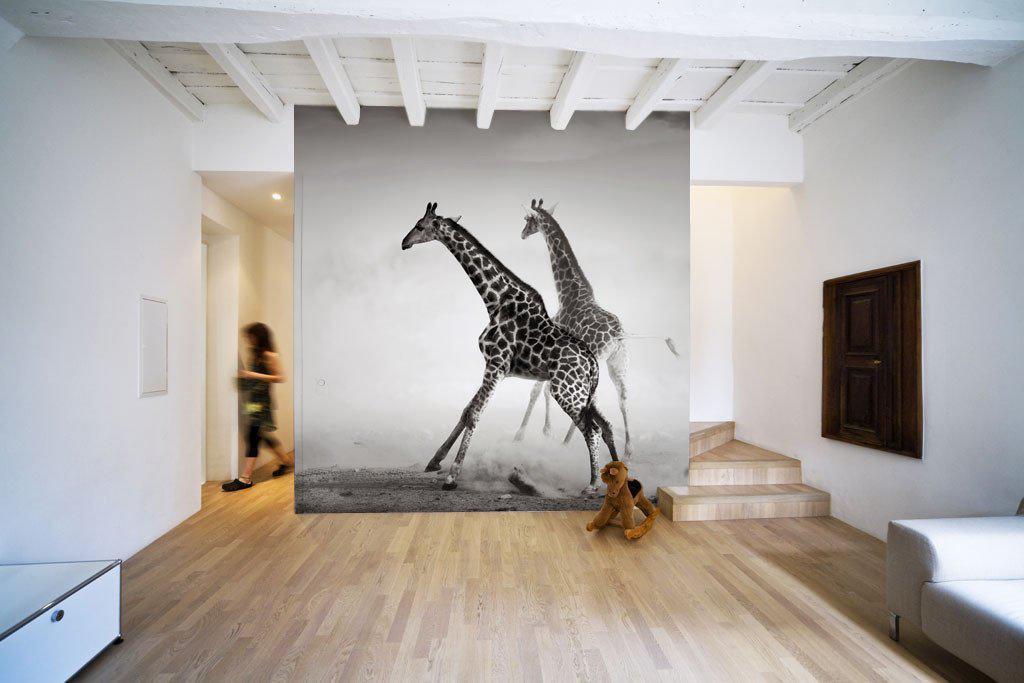 Giraffes in Sepia Wall Mural-Wall Mural-Eazywallz