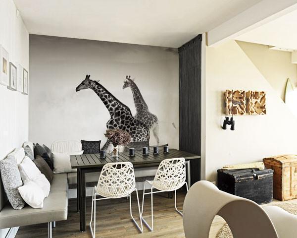 Giraffes in Sepia Wall Mural-Wall Mural-Eazywallz