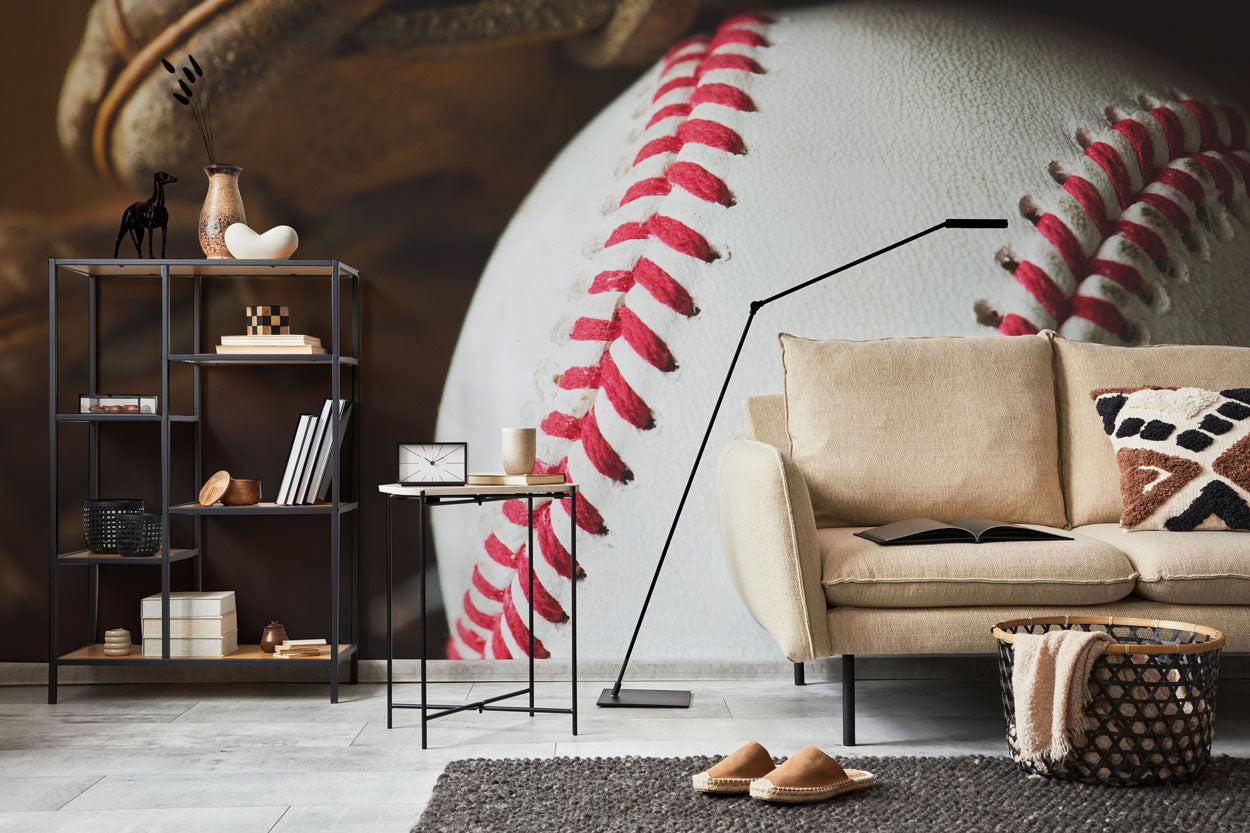 Glove & Baseball Wall Mural-Wall Mural-Eazywallz