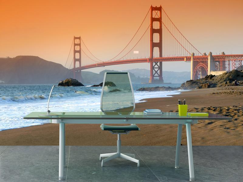 Golden Gate Bridge at sunset, USA Wall Mural-Wall Mural-Eazywallz