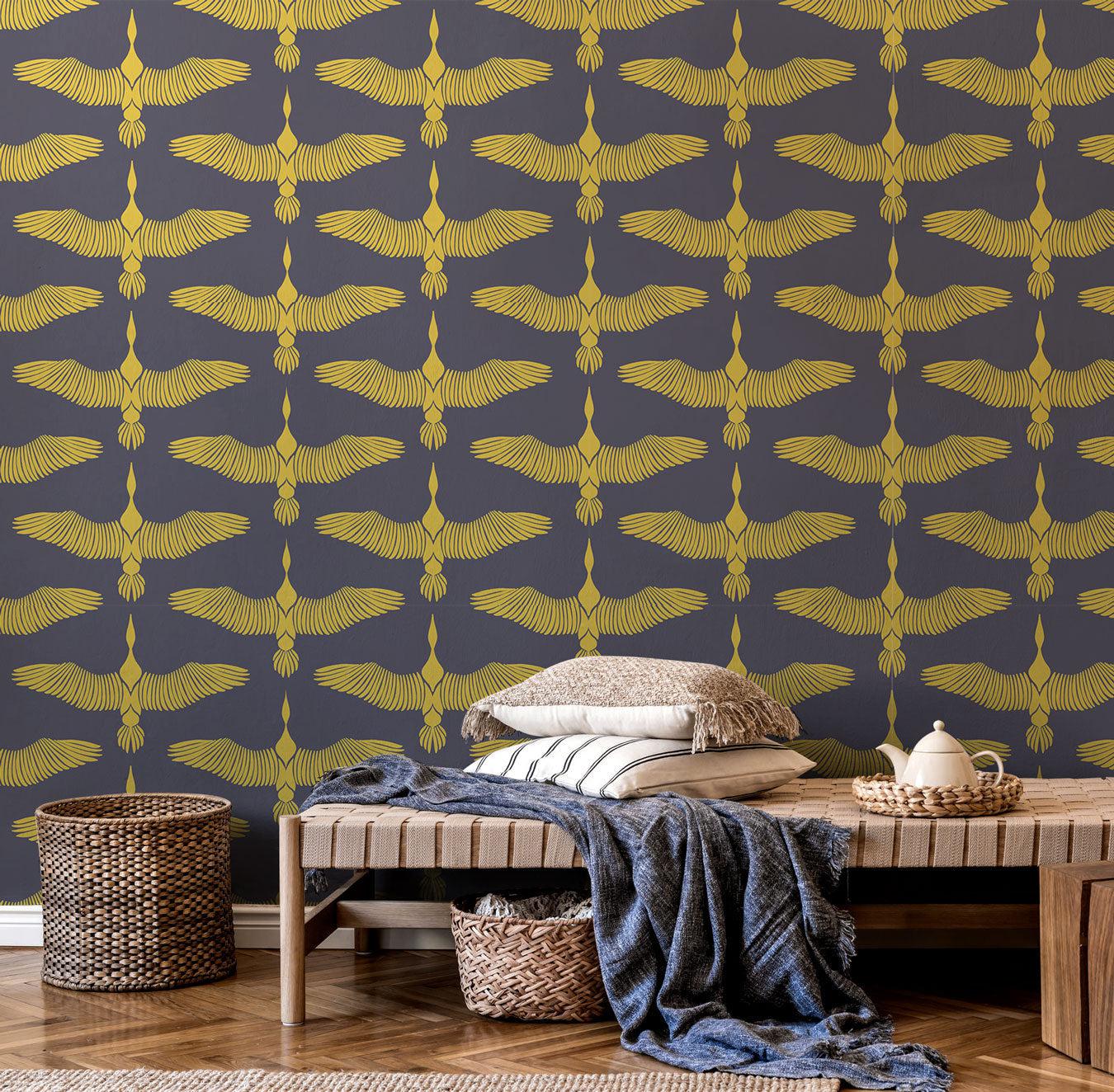 Golden Geese Wallpaper #490-Repeat Pattern Wallpaper-Eazywallz