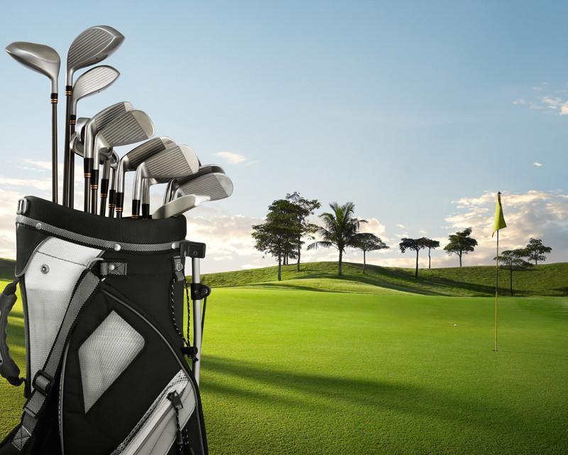 Golf equipment on green Wall Mural-Wall Mural-Eazywallz