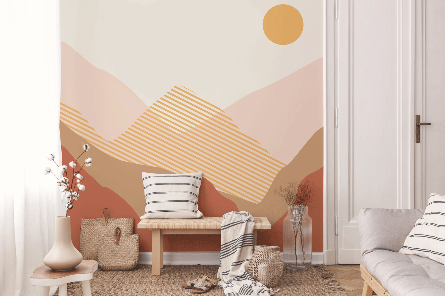 Grand Abstract Mountain Sunrise Wall Mural - Eazywallz
