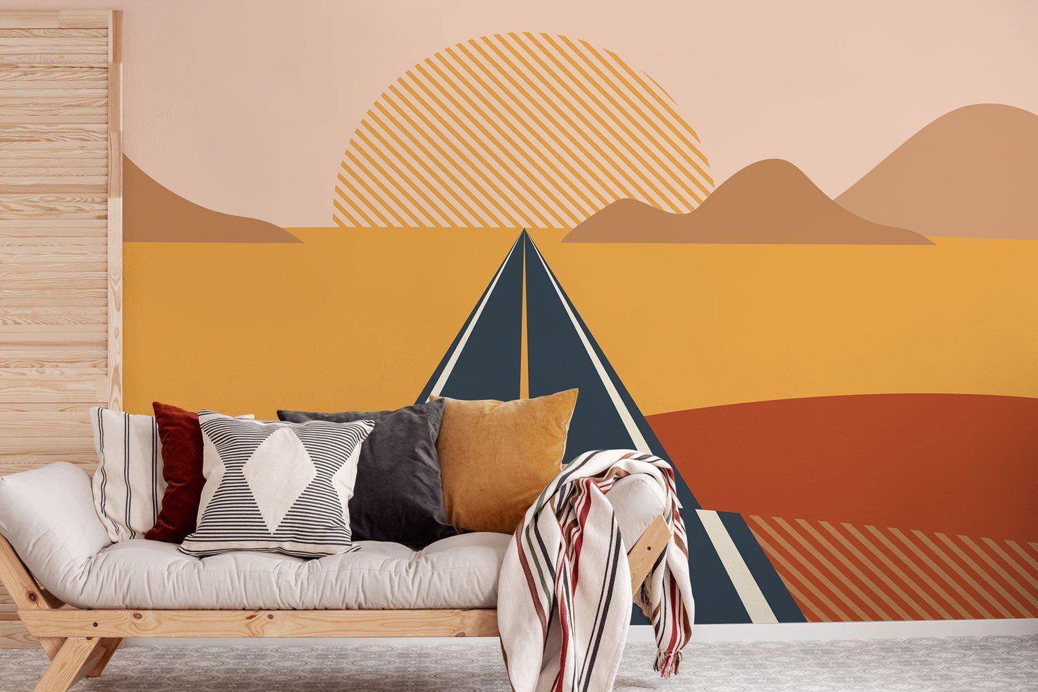 Grand Abstract Sunset Road Wallpaper Mural-Wall Mural-Eazywallz