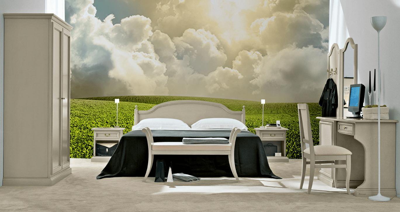 Green meadow under blue sky Wall Mural-Wall Mural-Eazywallz