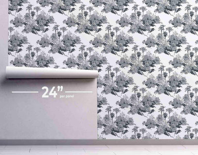 Grey Jungle Toile #263-Repeat Pattern Wallpaper-Eazywallz