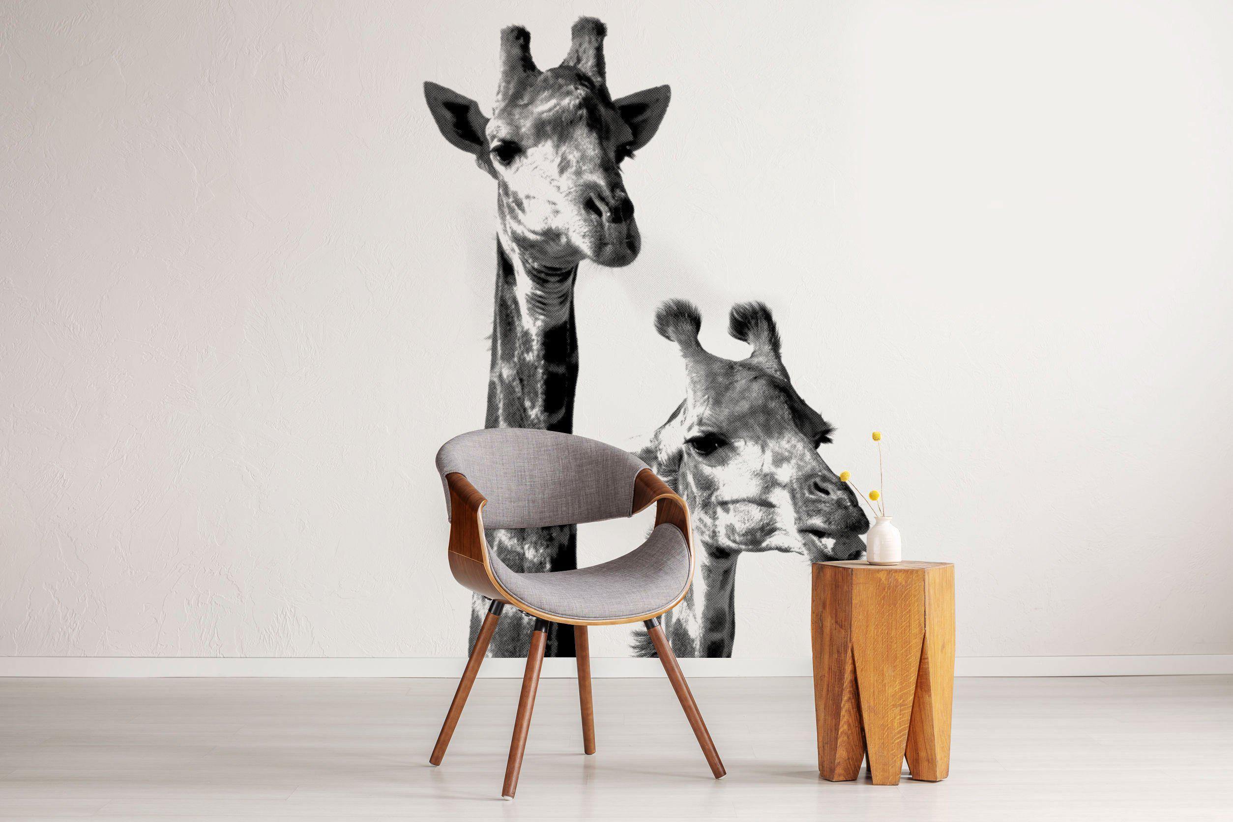 Halftone Giraffes Wallpaper Mural-Wall Mural-Eazywallz