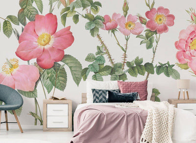 Hibiscus Roses Wall Mural-Wall Mural-Eazywallz