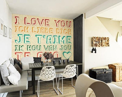 I Love You In Seven Languages Wall Mural-Wall Mural-Eazywallz
