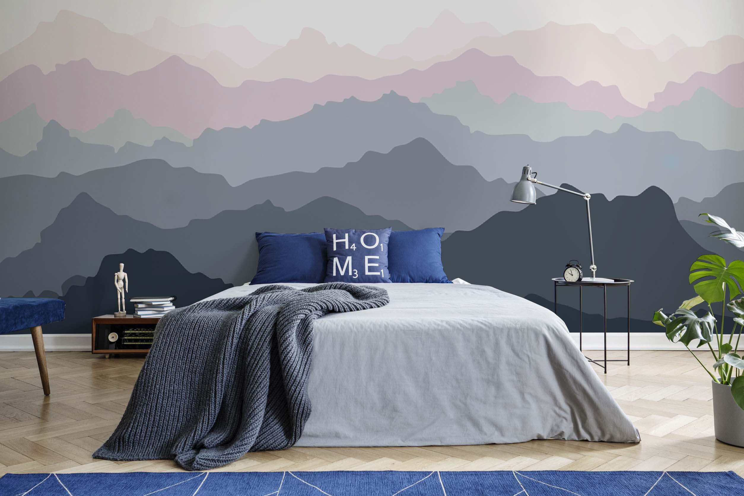 Illustrated Mountain Range Wall Mural-Wall Mural-Eazywallz