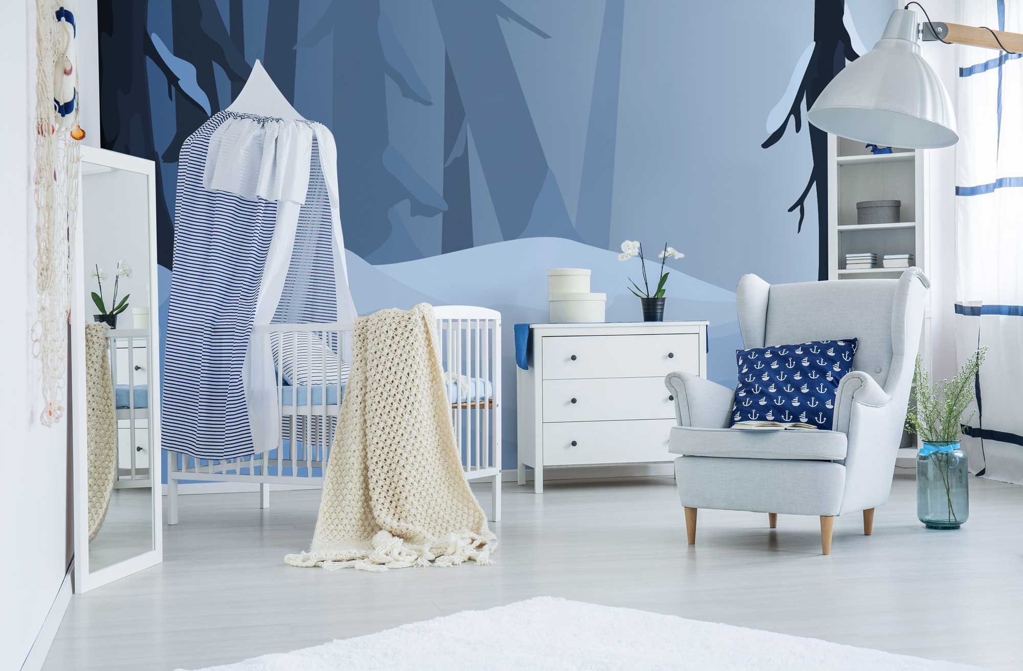 Illustrated Winter Forest Wall Mural-Wall Mural-Eazywallz