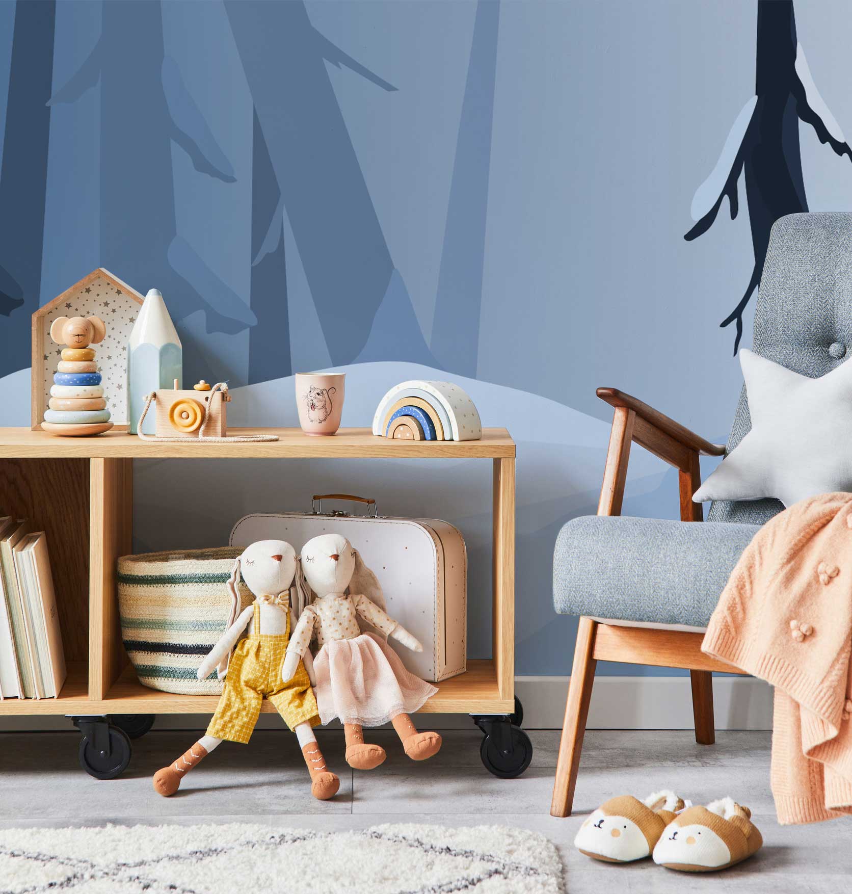 Illustrated Winter Forest Wall Mural-Wall Mural-Eazywallz