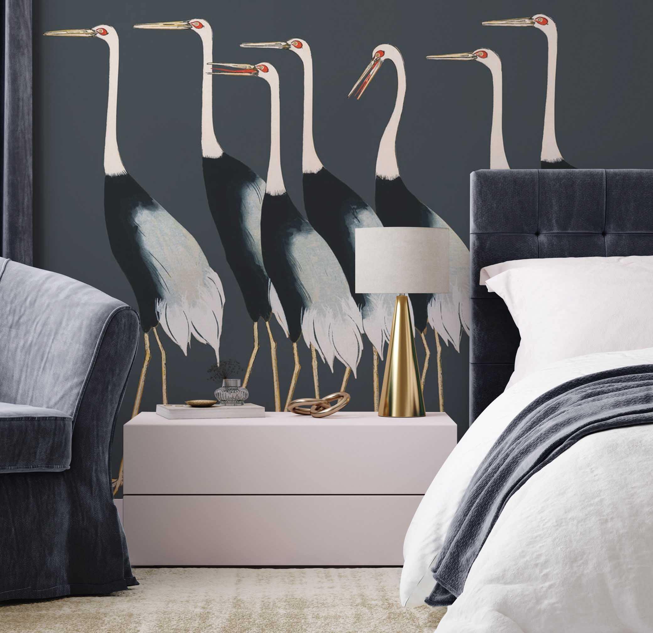 Japanese Red Crown Crane Wall Mural-Wall Mural-Eazywallz