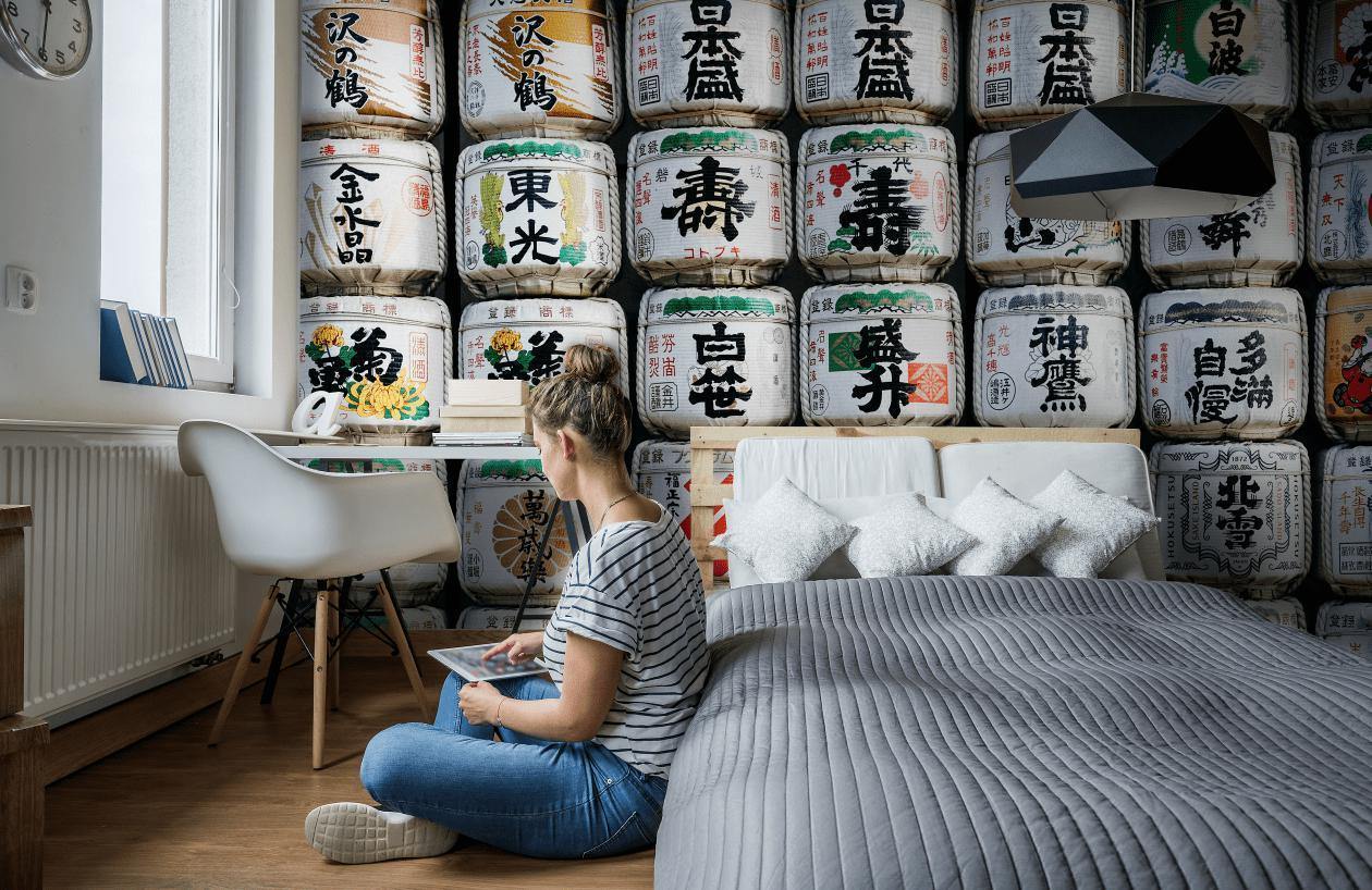 Japanese Stack Wall Mural-Wall Mural-Eazywallz