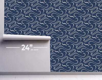 Japanese Waves Wallpaper #057-Repeat Pattern Wallpaper-Eazywallz