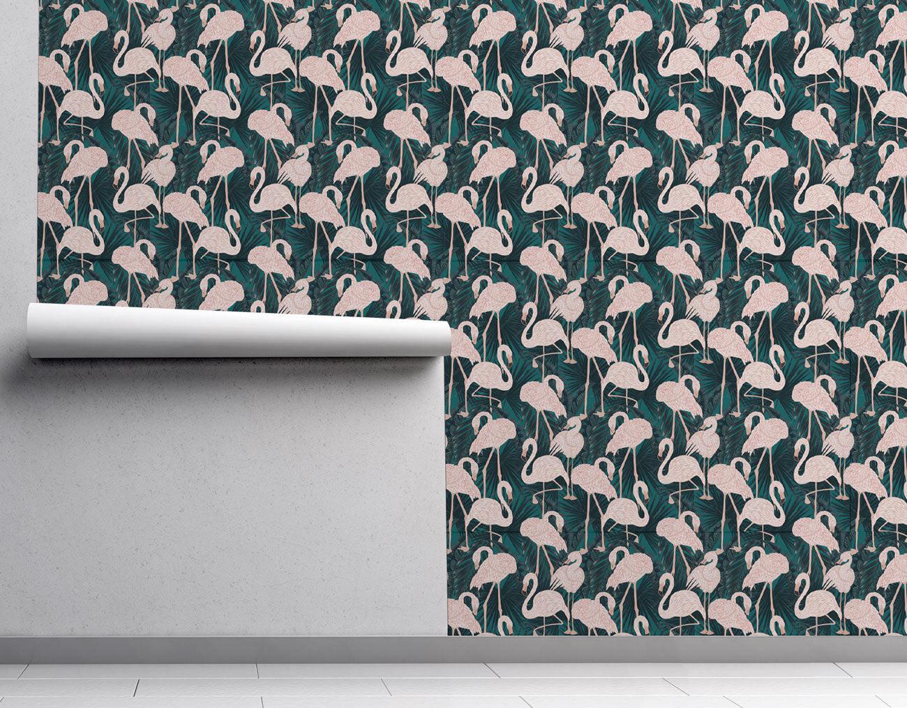 Jungle Flamingo Wallpaper #532-Repeat Pattern Wallpaper-Eazywallz