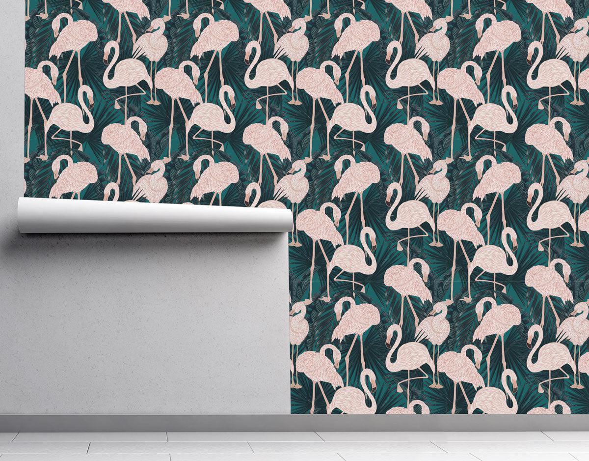 Jungle Flamingo Wallpaper #532-Repeat Pattern Wallpaper-Eazywallz