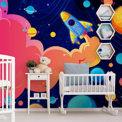 Kids Spaceship Mural Wallpaper-Wall Mural-Eazywallz