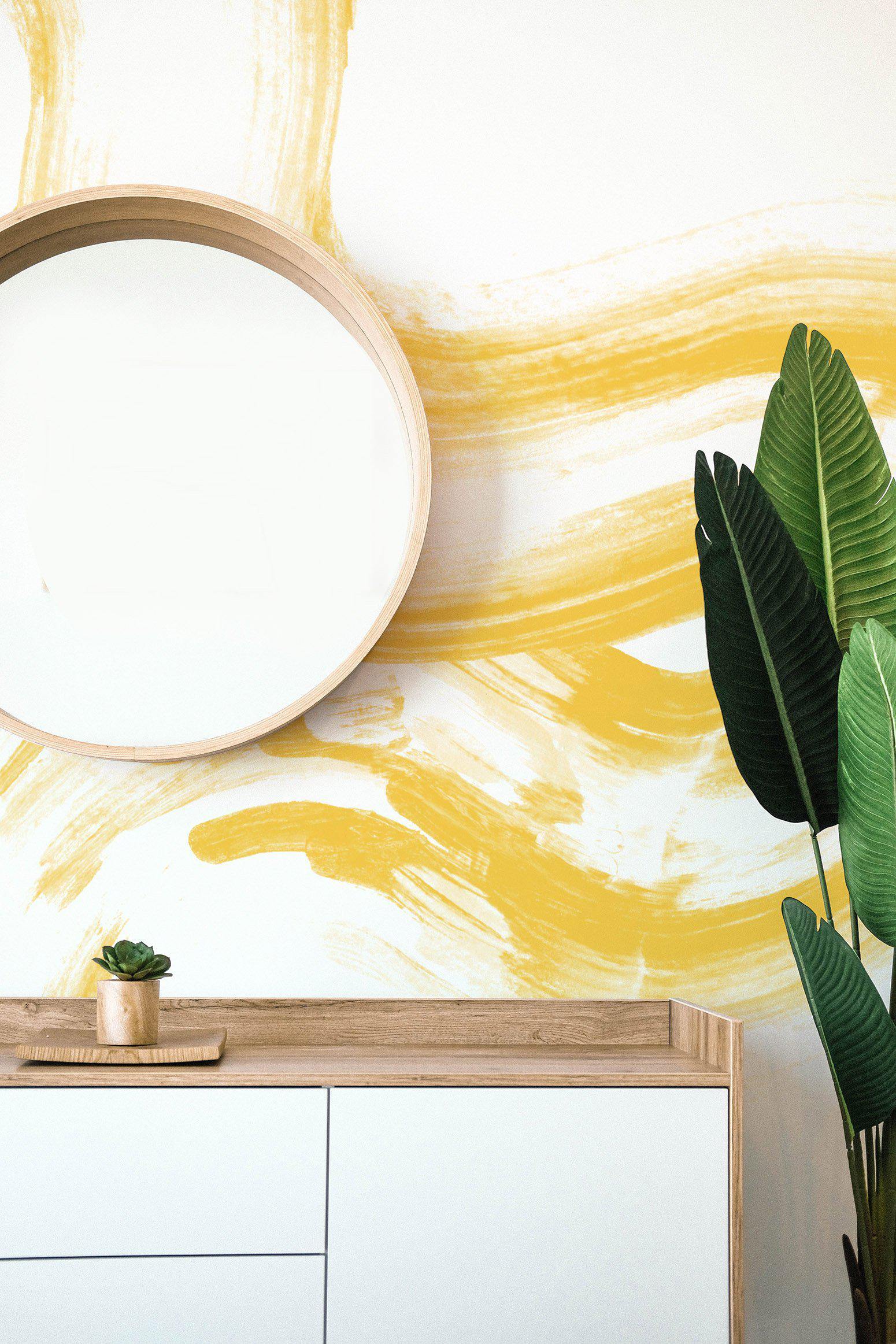 Lemon Paint Brush Wall Mural-Wall Mural-Eazywallz