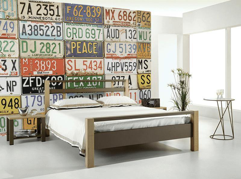 License Plate Collage Wall Mural-Wall Mural-Eazywallz