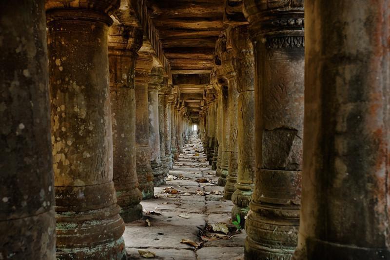 Long corridor in Angkor temple, Cambodia Wall Mural-Wall Mural-Eazywallz