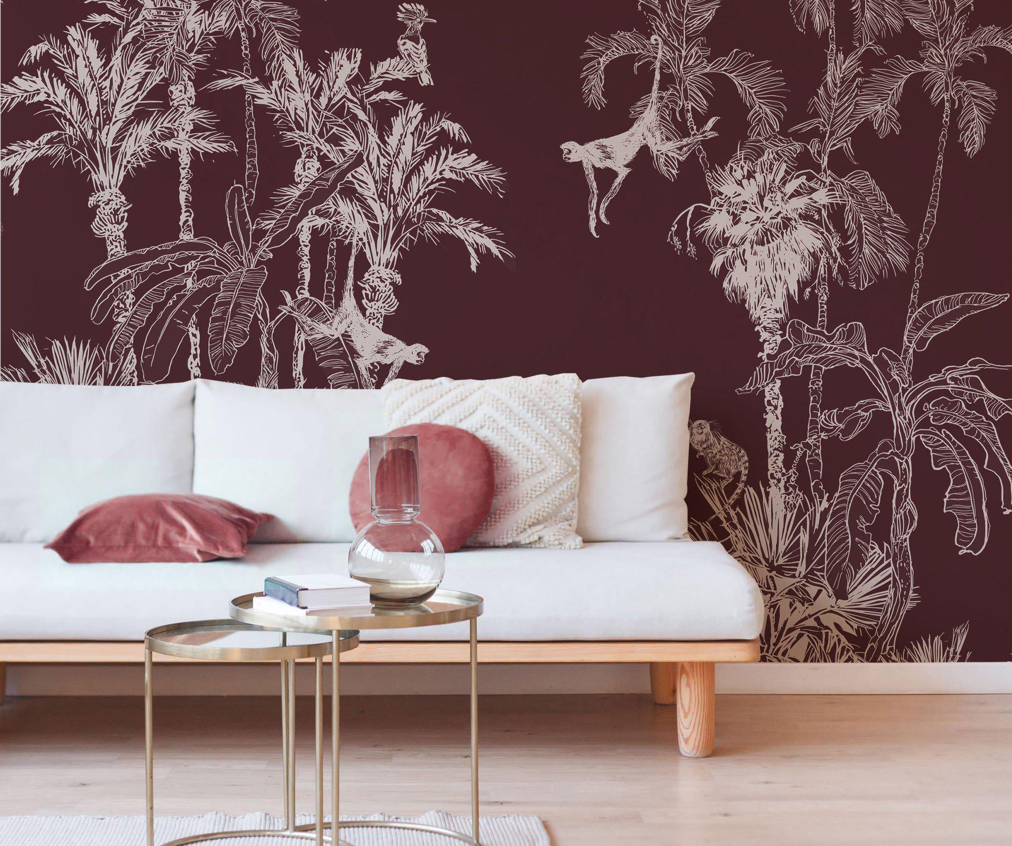 Mahogany Dream Jungle Toile Wall Mural-Wall Mural-Eazywallz