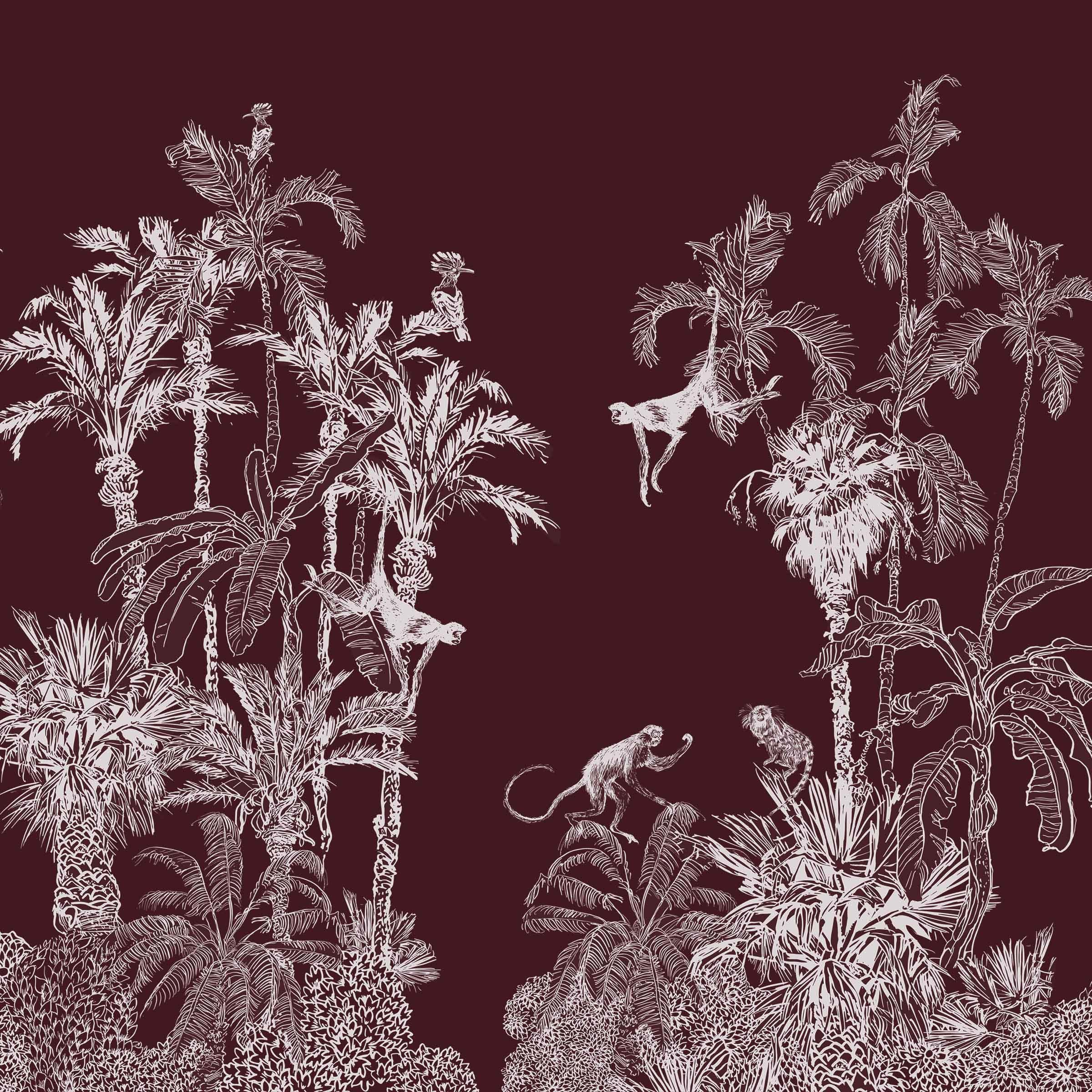 Mahogany Dream Jungle Toile Wall Mural-Wall Mural-Eazywallz