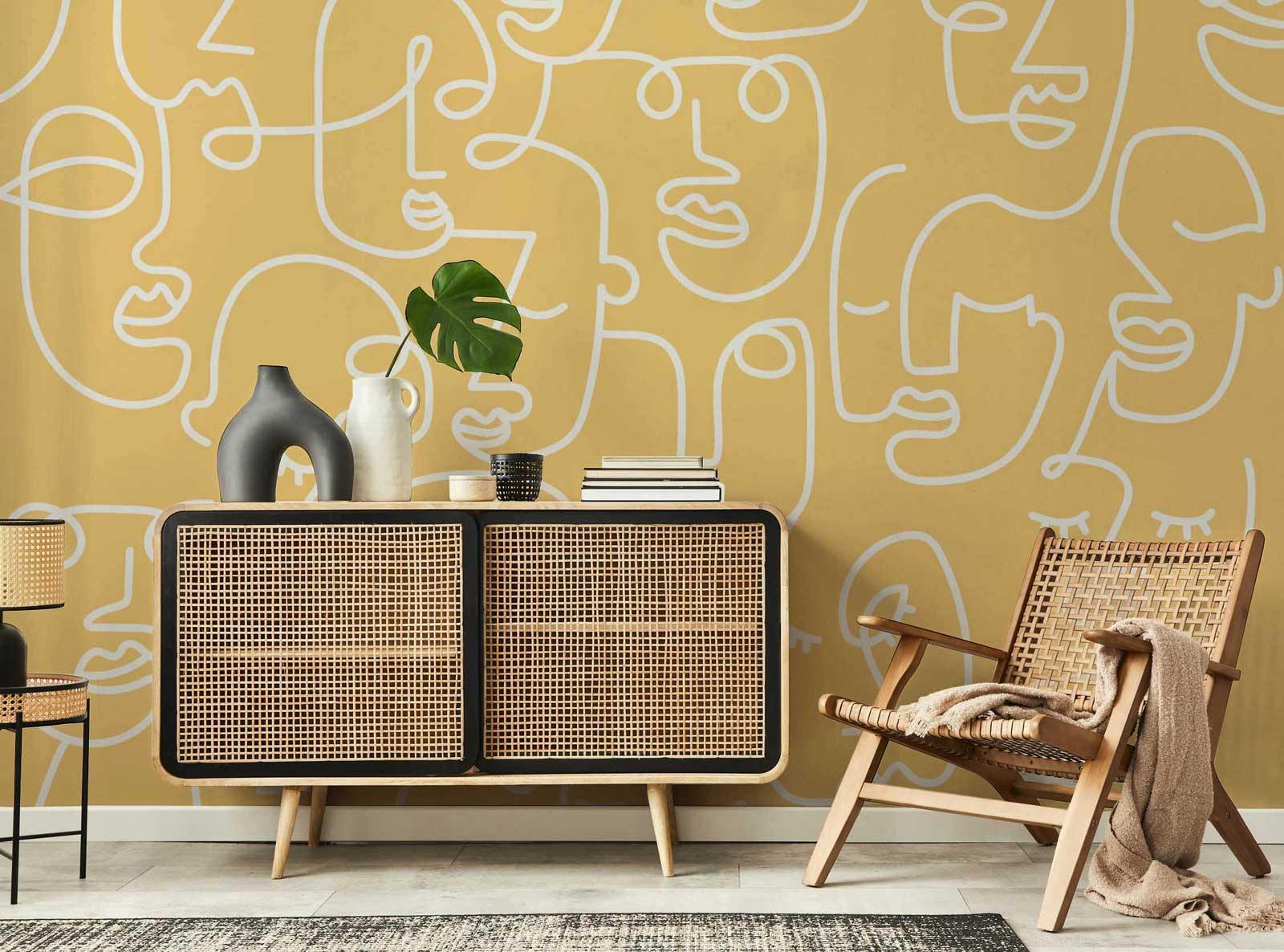 Mango Abstract Faces Wall Mural-Wall Mural-Eazywallz