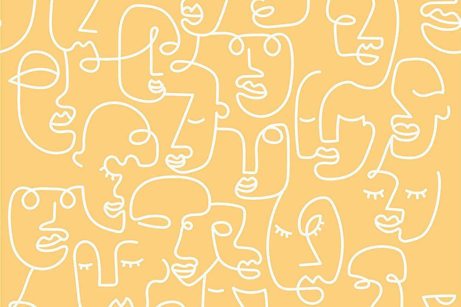 Mango Abstract Faces Wall Mural-Wall Mural-Eazywallz