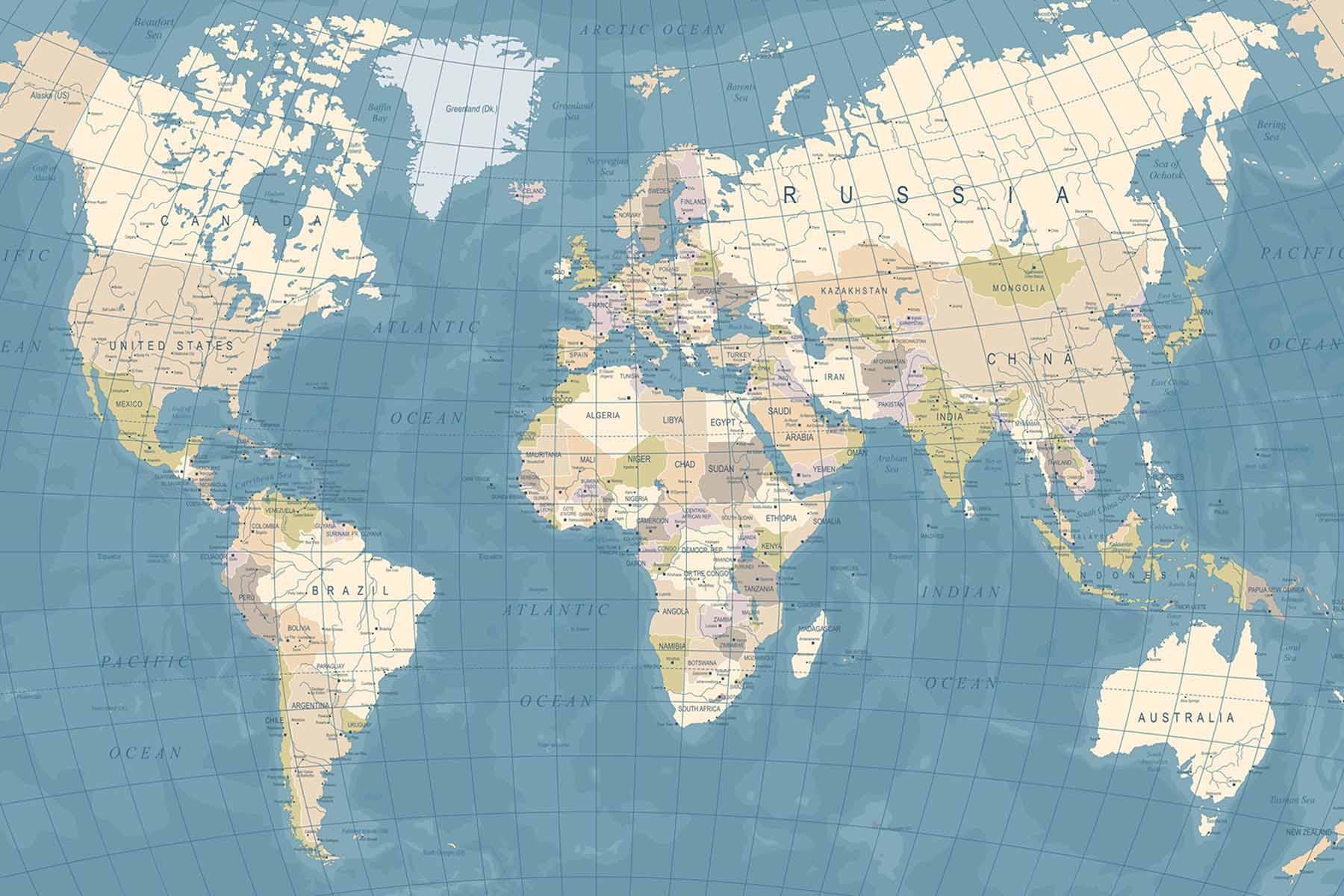 Map of the world Wall Mural-Wall Mural-Eazywallz