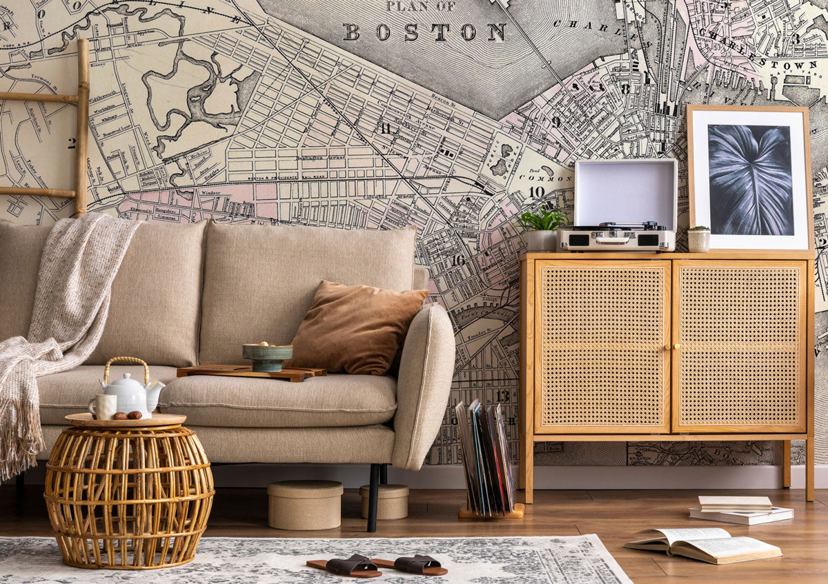 1879 Map of Boston Wall Mural