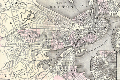 1879 Map of Boston Wall Mural