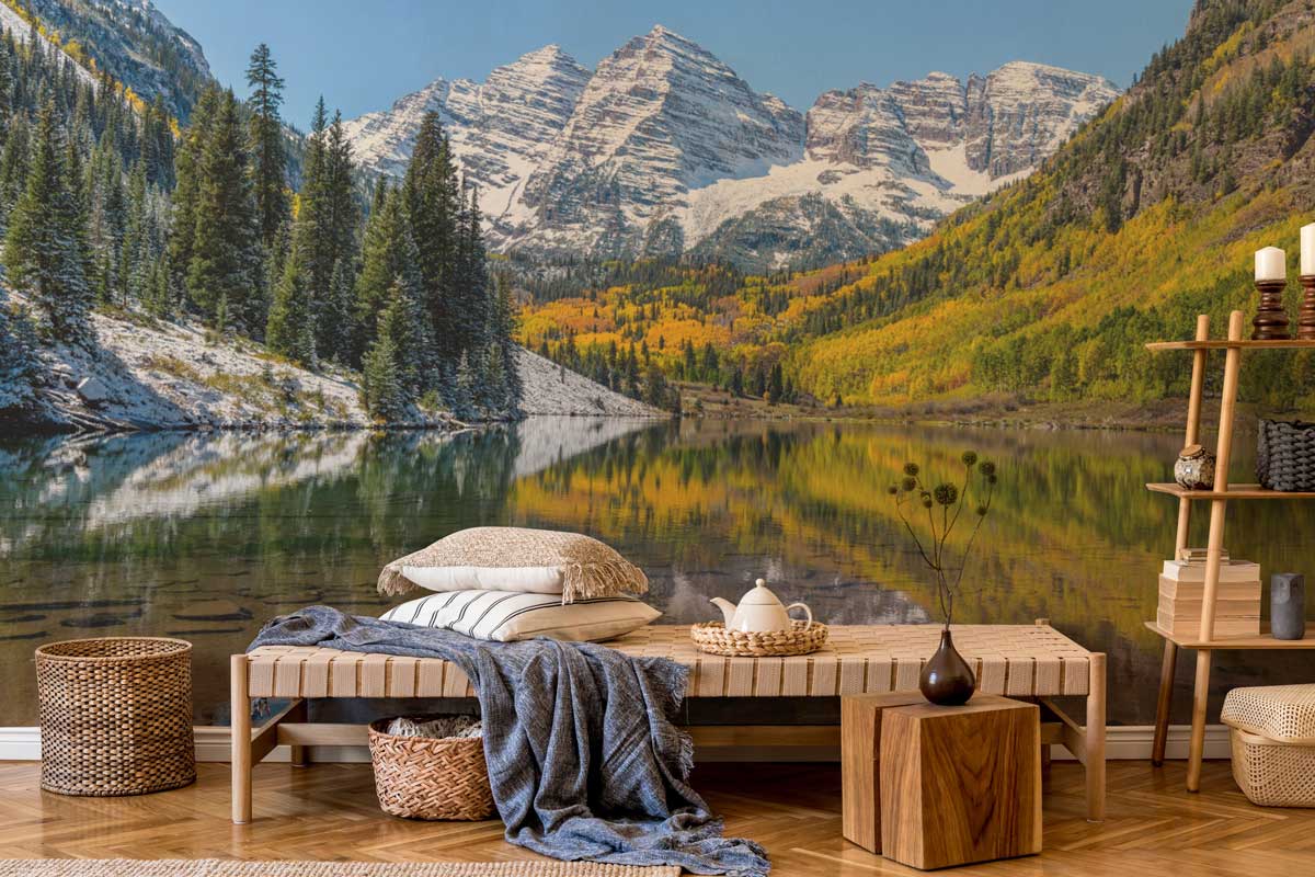 Maroon Bells and Maroon Lake Wall Mural-Wall Mural-Eazywallz